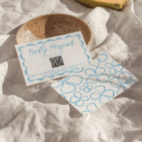 Casamento do Código QR desenhado na Mão Azul Medit