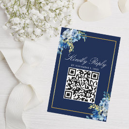 Cartão RSVP Casamento do Código Qr do Elegante Floral Dourado 