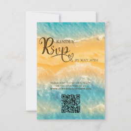 Cartão RSVP Casamento do Código QR do Ouro Chic Turquoise Cost
