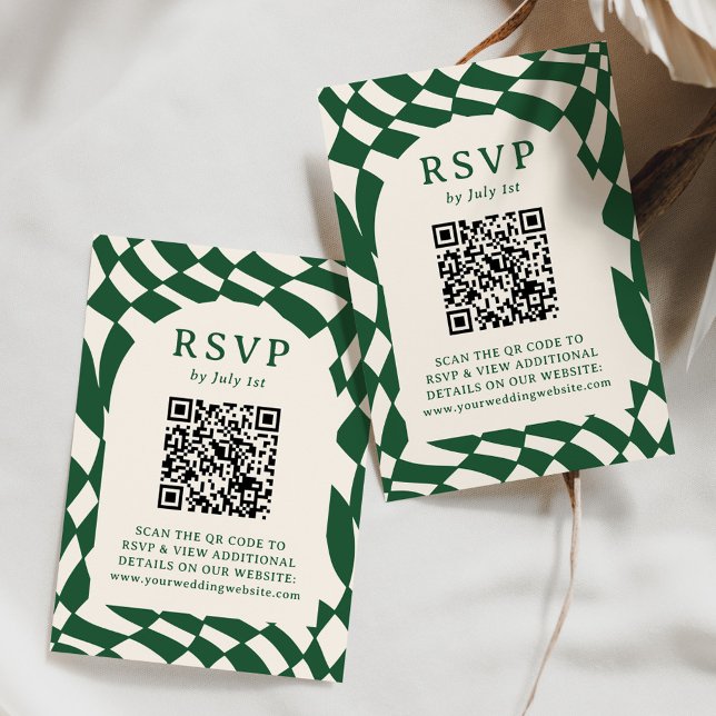Cartão RSVP Casamento do Código QR do Quadro de Verificação Ve (Criador carregado)