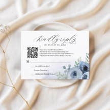 Casamento do Código QR Floral Azul com Script Româ