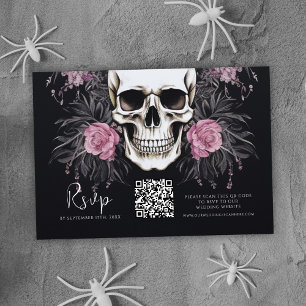 Cartão RSVP Casamento do Código QR Floral Gótico