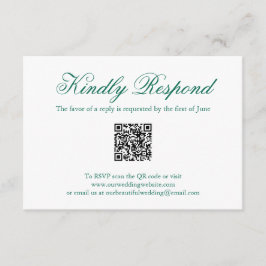 Cartão RSVP Casamento do Código QR Formal Verde Tradicional Em