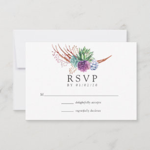 Cartão RSVP Casamento do Desert Cactus Succulents