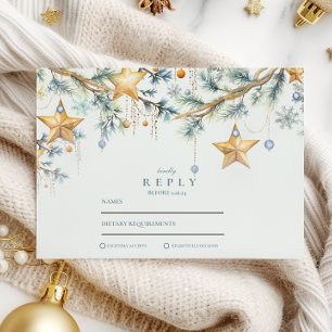 Cartão RSVP Casamento do fosco Pine Star Garland