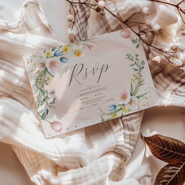 Cartão RSVP Casamento do Jardim dos Prados de Flores Selvagem  (Criador carregado)