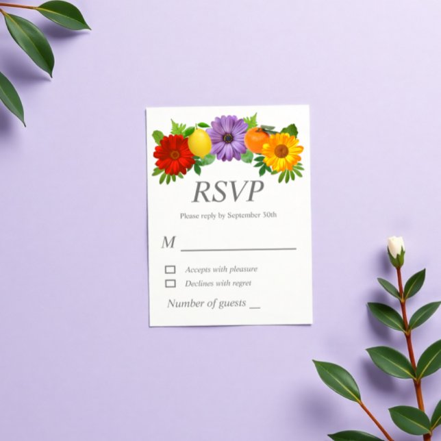 Cartão RSVP Casamento do Jardim Floral de Citrus (Criador carregado)