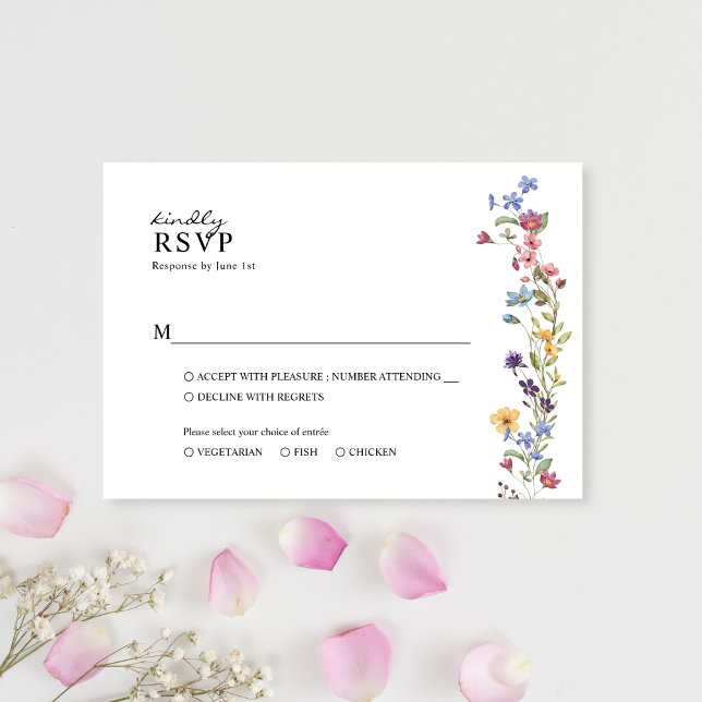 Cartão RSVP Casamento do Jardim Floral de Primavera selvagem (Criador carregado)