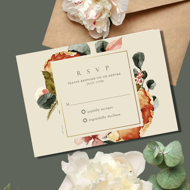 Cartão RSVP Casamento do Jardim Floral Elegante (Elegant Floral Garden Wedding RSVP Card)