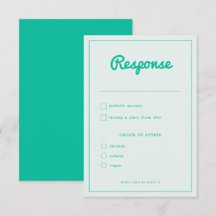 Cartão RSVP Casamento do Modern Bold Emerald Mint Green Retro 