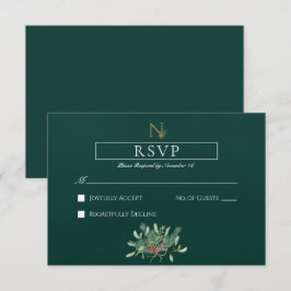 Cartão RSVP Casamento do Monograma de Natal