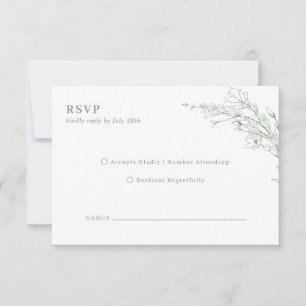 Cartão RSVP Casamento do Monograma Floral Verde da Elegante Sa