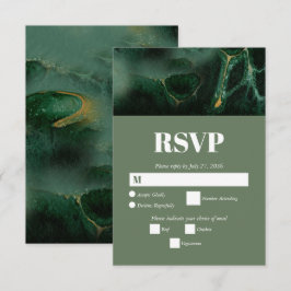 Cartão RSVP Casamento do Monograma Verde Moderno