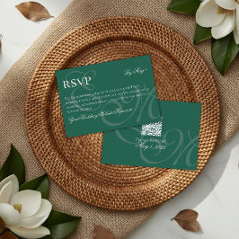 Cartão RSVP Casamento do Monograma Verde Sage Minimalista Eleg