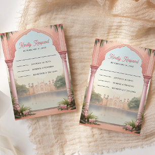 Cartão RSVP Casamento do Palácio Real Indiano Floral Rosa