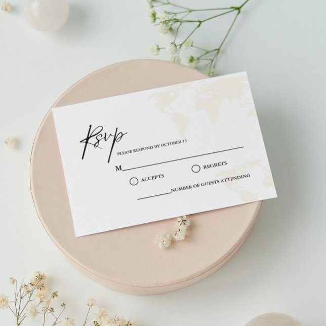Cartão RSVP Casamento do tema Viagem de destino (Criador carregado)