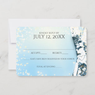 Cartão RSVP Casamento dos azul-céu das árvores e da faísca 