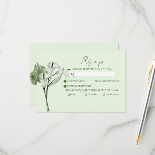 Cartão RSVP Casamento dos Lírios Brancos Modernos Elegantes