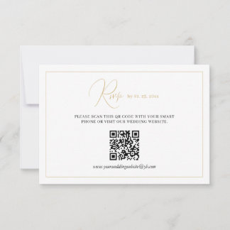 Cartão RSVP Casamento Dourado Clássico Elegante
