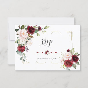 Cartão RSVP Casamento Dourado com imagens de brilho das flores