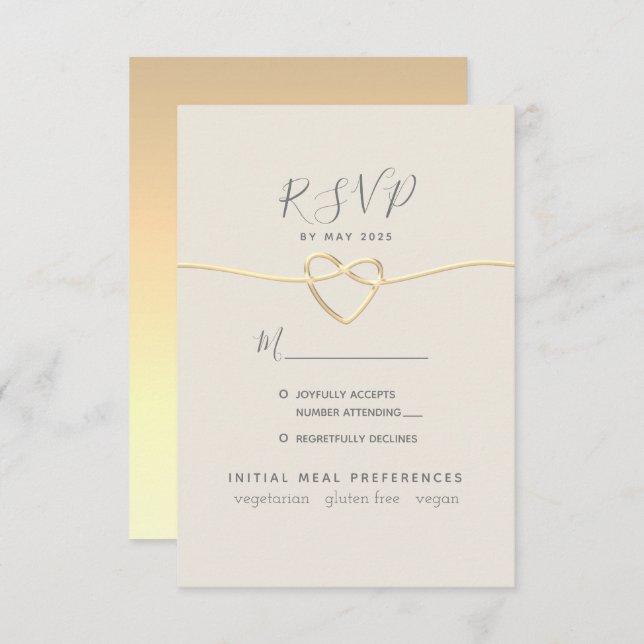 Cartão RSVP Casamento Dourado da Caligrafia (Frente/Verso)