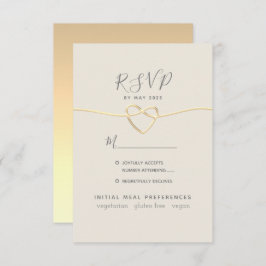 Cartão RSVP Casamento Dourado da Caligrafia