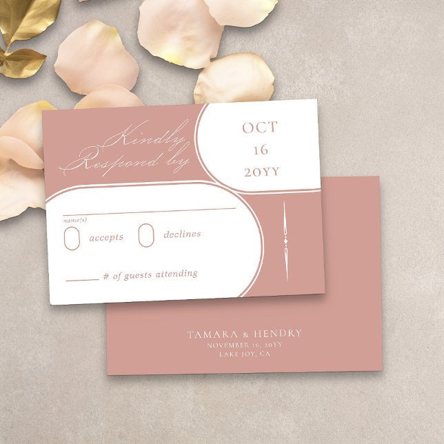 Cartão RSVP Casamento Dourado da Caligrafia Elegante (Modern elegant wedding rsvp in rose gold from my Wedding Colors collection)