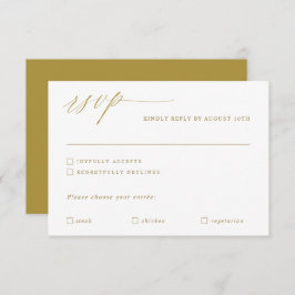 Cartão RSVP Casamento Dourado de Caligrafia Elegante