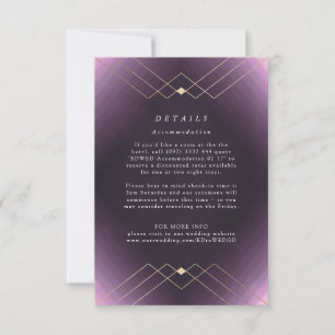 Cartão RSVP Casamento Dourado de Deco Gatsby Geométrico com D