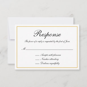 Cartão RSVP Casamento Dourado de Fronteira com Caligrafia Form