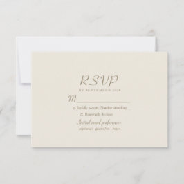 Cartão RSVP Casamento Dourado de Ivory Elegante
