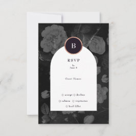 Cartão RSVP Casamento Dourado do Arco Floral Moody Boho Dramát