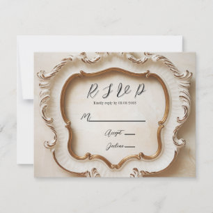 Cartão RSVP Casamento Dourado do estilo barroco de luxo
