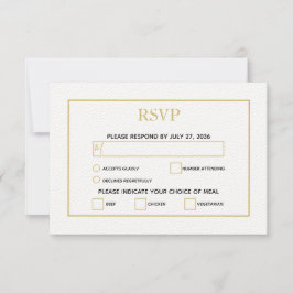 Cartão RSVP Casamento Dourado e branco minimalista