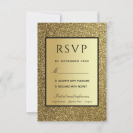 Cartão RSVP Casamento Dourado e Negro
