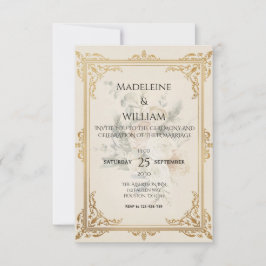 Cartão RSVP Casamento Dourado Elegante Formal de Luxury Salve 