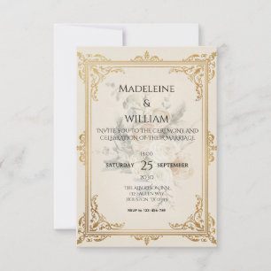 Cartão RSVP Casamento Dourado Elegante Formal de Luxury Salve