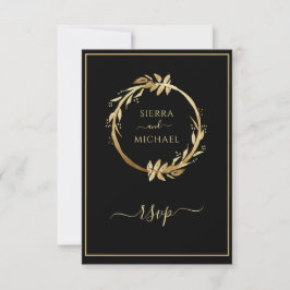 Cartão RSVP Casamento Dourado Eucalyptus Foliage Wreath