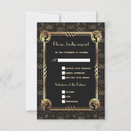 Cartão RSVP Casamento Dourado exclusivo do Excelente Negro Gat