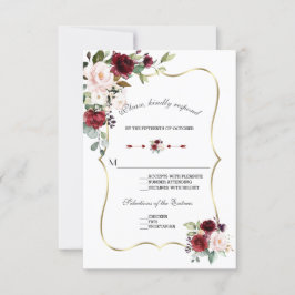 Cartão RSVP Casamento Dourado Floral de Blush Blush Chic Water