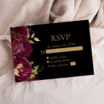 Casamento Dourado Floral de Borgonha Elegante