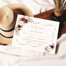 Casamento Dourado Floral Rosa-Rosa-Rosa-Burgundy