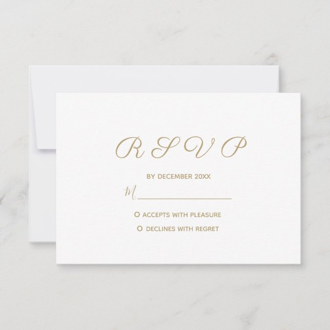 Cartão RSVP Casamento Dourado simples (Frente)