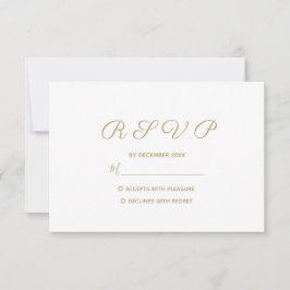 Cartão RSVP Casamento Dourado simples
