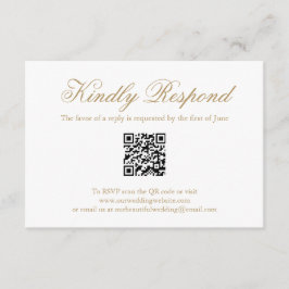 Cartão RSVP Casamento Dourado tradicional de código QR elegant