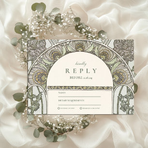 Cartão RSVP Casamento Dusty Sage Art Nouveau