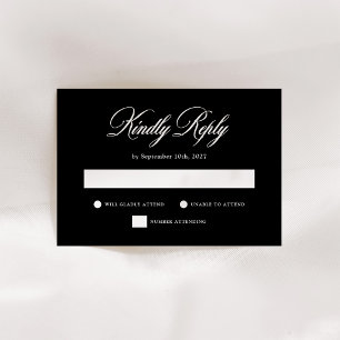 Cartão RSVP Casamento Elegância Italiana Preta