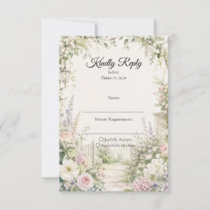 Cartão RSVP Casamento Elegância Jardim Secreto Encantado