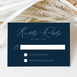 Cartão RSVP Casamento Elegância Moderna Marinha