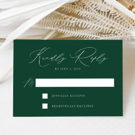 Cartão RSVP Casamento Elegância Moderna Verde